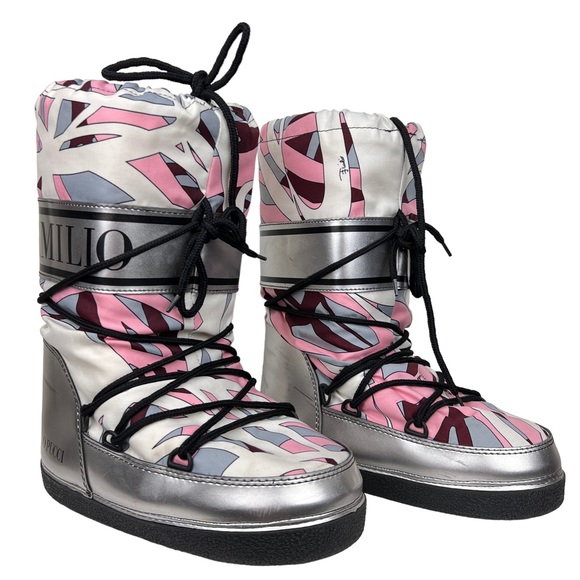 Emilio Pucci Shoes - Emilio Pucci Printed Lace Winter Snow Ski Moon Boots